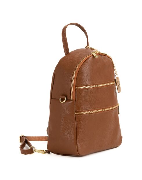 Mochila Zeolla de piel camel - 22x29x11 cm