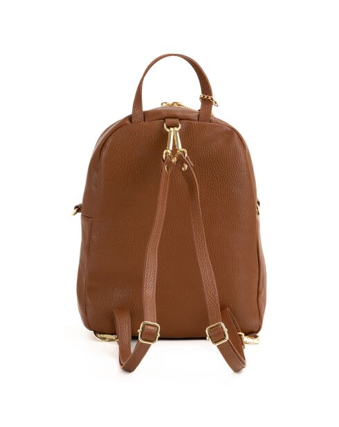 Mochila Zeolla de piel camel - 22x29x11 cm