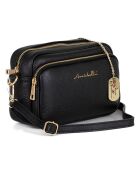 Zwarte leren schoudertas van Tabita - 22x15x10 cm