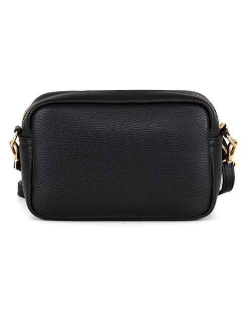 Zwarte leren schoudertas van Tabita - 22x15x10 cm