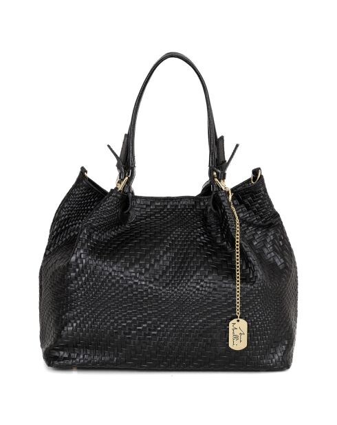 Bandolera Eloisa de piel negra - 38x28x16 cm