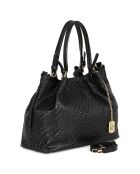 Eloisa zwarte leren schoudertas - 38x28x16 cm