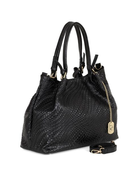 Bandolera Eloisa de piel negra - 38x28x16 cm