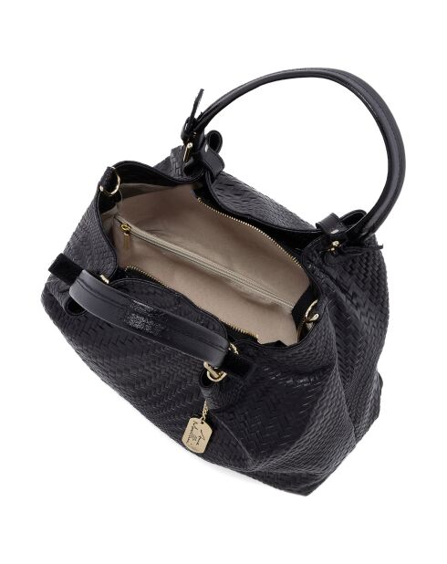 Bandolera Eloisa de piel negra - 38x28x16 cm