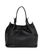 Eloisa zwarte leren schoudertas - 38x28x16 cm