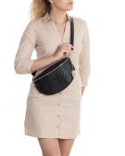 Rufina zwart leren heuptasje - 30x18x9 cm