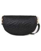 Rufina zwart leren heuptasje - 30x18x9 cm