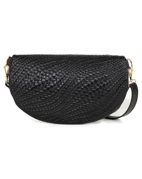 Rufina zwart leren heuptasje - 30x18x9 cm