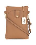 Erica taupe leren schoudertas - 14x21x1 cm