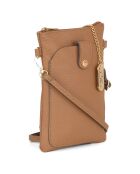 Erica taupe leren schoudertas - 14x21x1 cm