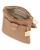 Erica taupe leren schoudertas - 14x21x1 cm