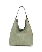 Lichtgroene leren schoudertas van Sebastiana - 38x36x14 cm