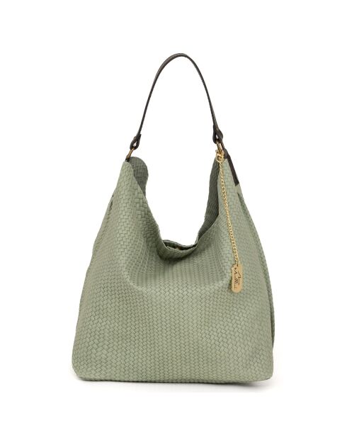 Hellgrüne Sebastiana Schultertasche aus Leder - 38x36x14 cm