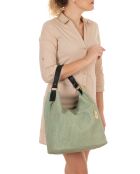 Lichtgroene leren schoudertas van Sebastiana - 38x36x14 cm