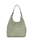 Lichtgroene leren schoudertas van Sebastiana - 38x36x14 cm