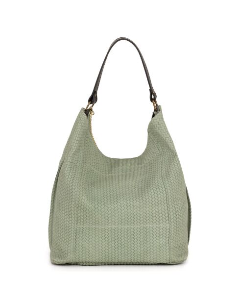 Hellgrüne Sebastiana Schultertasche aus Leder - 38x36x14 cm