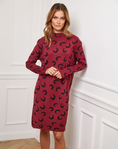 Robe en Cachemire mélangé Gibraltar bordeaux/noir