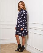 Robe en Cachemire mélangé Gibraltar marine/blanc