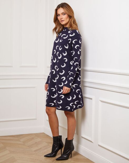 Robe en Cachemire mélangé Gibraltar marine/blanc