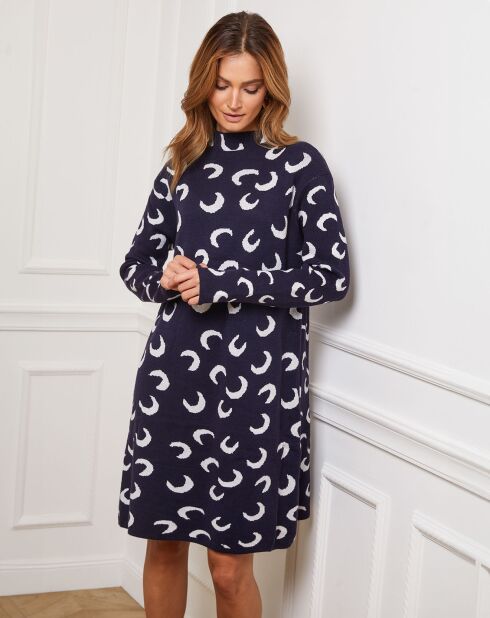 Robe en Cachemire mélangé Gibraltar marine/blanc
