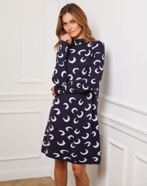 Robe en Cachemire mélangé Gibraltar marine/blanc