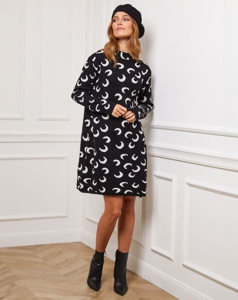 Robe en Cachemire mélangé Gibraltar noir/blanc