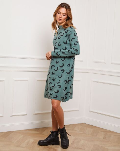 Robe en Cachemire mélangé Gibraltar vert/noir