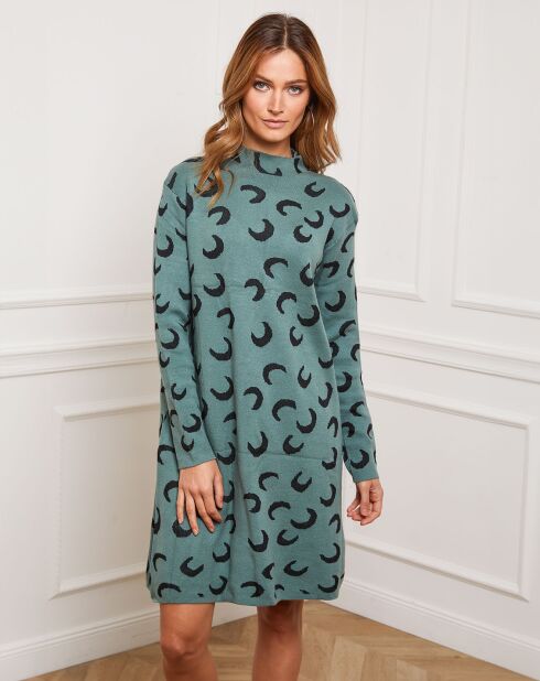 Robe en Cachemire mélangé Gibraltar vert/noir