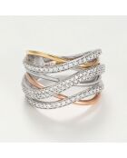 Driekleurige gouden, met elkaar verweven diamanten ring van 0,5 karaat