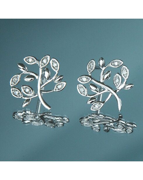 Boucles d'oreilles Arbol de la vida 0.04ct/14 or blanc