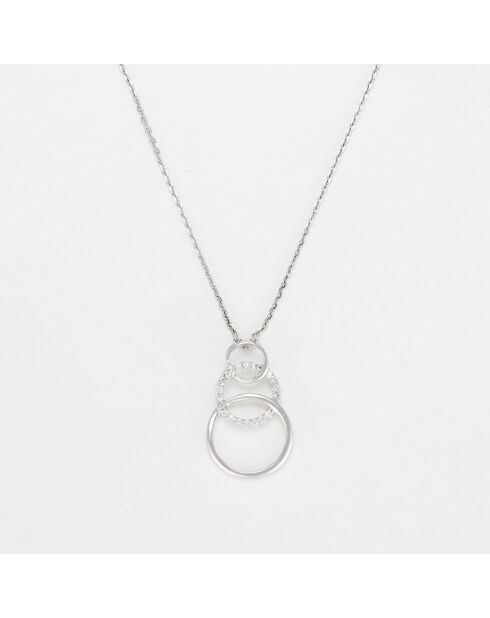 Ciondolo trio di diamanti cerchiati in oro bianco 0,10 ct