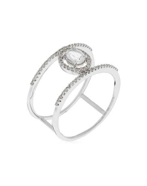 Bague Royaume Diamants 0.23 ct Topaze 0.3 ct or blanc