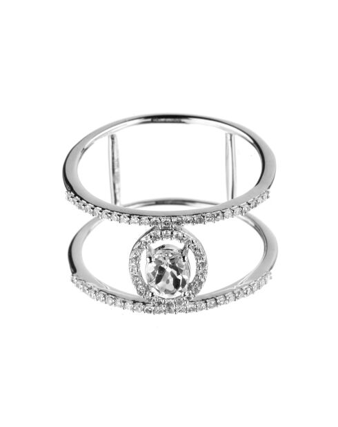 Bague Royaume Diamants 0.23 ct Topaze 0.3 ct or blanc