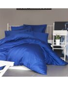 Parure housse de couette en satin de coton bleu foncé