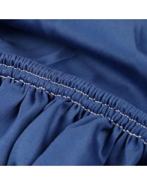 Parure housse de couette en satin de coton bleu foncé