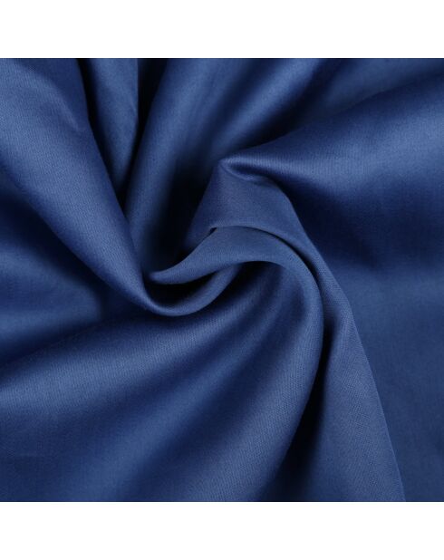 Parure housse de couette en satin de coton bleu foncé
