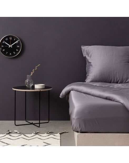 Parure housse de couette en satin de coton gris foncé