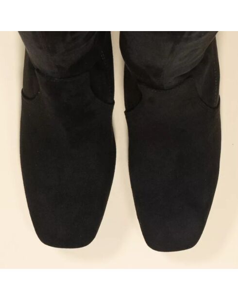 Cuissardes en Velours de Cuir Amy noires - Talon 6 cm