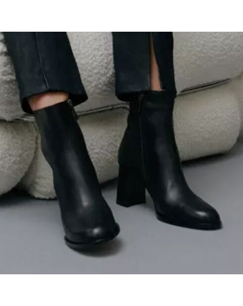 Bottines en Cuir Coppelia noires - Talon 7 cm