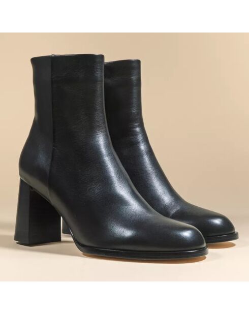 Bottines en Cuir Coppelia noires - Talon 7 cm