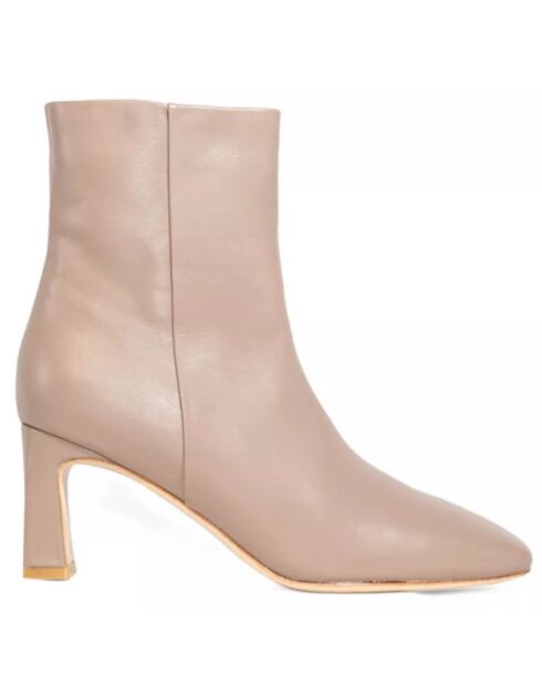 Bottines en Cuir Darcy taupe - Talon 6.5 cm