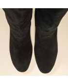 Bottes en Velours de Cuir Dolly noires - Talon 7 cm