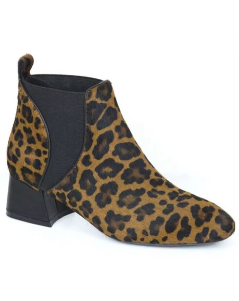 Bottines en Velours de Cuir Leo leopard - Talon 6 cm