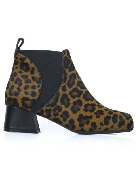 Bottines en Velours de Cuir Leo leopard - Talon 6 cm