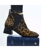 Bottines en Velours de Cuir Leo leopard - Talon 6 cm