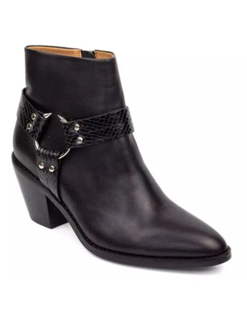 Boots en Cuir Jodie noires - Talon 6.5 cm