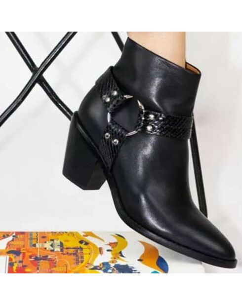 Boots en Cuir Jodie noires - Talon 6.5 cm