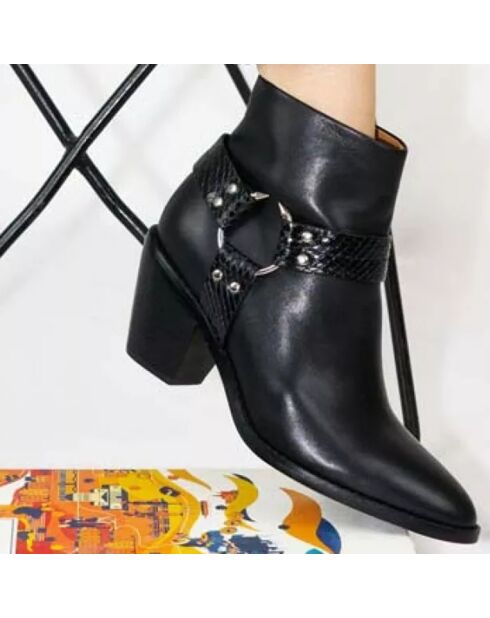 Boots en Cuir Jodie noires - Talon 6.5 cm