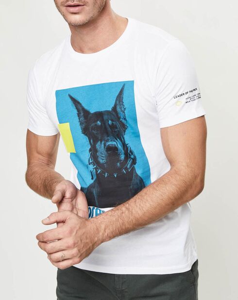 Wit T-shirt met hondenlogo