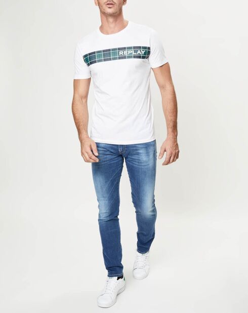 Wit T-shirt met gestreept logo